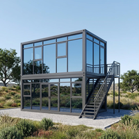 Maison préfabriquée modulaire mobile et portable en acier résistant aux intempéries, maison conteneur en verre pour chantier de construction