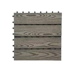 Piastrelle per pavimenti esterni per balcone Wpc pavimenti in legno con struttura in legno massello Decking in fibra + HDPE WPC da dii Interlock mattonelle ponte - Product Image 2