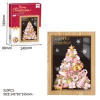 Ensemble de blocs de construction d'arbre de Noël EPT avec cadre en bois magnétique lumineux 510/535 pièces, décoration de Noël DIY, cadeau