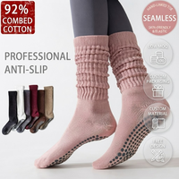Chaussettes antidérapantes en coton peigné 92 % personnalisées 2026, avec bout sans couture relié à la main, modèle Scrunch Crew, OEM