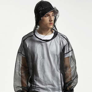 Filet anti-moustiques en maille avec chapeau intégré, respirant, pour le camping et la pêche - Product Image 1