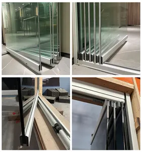 Large Balcony Door Glass Panel Partition Terrace Garden Frameless Glass Door Sliding Patio Stack Bi Fold Door Hardware Aluminum