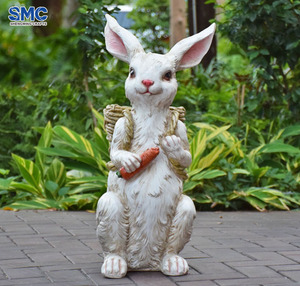 SMC Harz Lebensechte Wetterfeste Große Cartoon-Tierfigur Kaninchen-Astronaut Skulptur für Außenbereich Garten Hof Landschaft Rasen Terrasse - Product Image 2