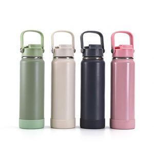 Bouteille isotherme sous vide en acier inoxydable 1L (32oz) avec logo personnalisé, revêtement poudré, pour sport et camping, avec couvercle 2-en-1 paille et bec verseur - Product Image 2