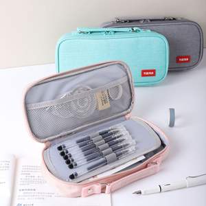 <span class=keywords><strong>Astuccio</strong></span> in tela a doppio scomparto di grande capacità con cerniera multistrato per cancelleria porta oggetti scuola organizzatore - Product Image 4