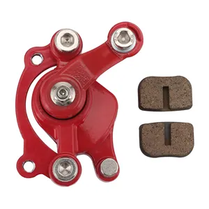 GOOFIT Pinza de freno de disco trasero rojo con pastillas de freno de repuesto para moto de cross de 2 tiempos Quad Moto Scooter eléctrico de dos ruedas