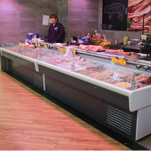 Vitrina Refrigerada para Carnicería con Enfriamiento Directo LED, Exhibidor Abierto para Carne Fresca, Mueble Refrigerador para Delicatessen con Certificación CE y Control Digital - Product Image 1