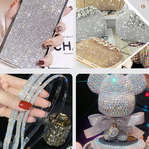 Cadena de diamantes de imitación de malla de vidrio DIY colorida, accesorios de diamantes de imitación sueltos de base plana para coser, decoración de prendas, bolsos y zapatos - Product Image 4