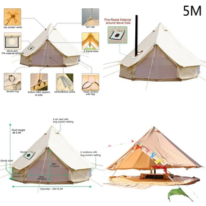 Tente d'extérieur glamping, fabriquée en usine, 3m 4m 5m 6m 7m 8m, tente cloche imperméable et ignifuge, tentes cloche <span class=keywords><strong>à</strong></span> <span class=keywords><strong>vendre</strong></span> - Product Image 6