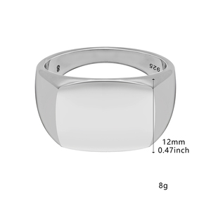Einfache reine Silber Mann Schmuck Daumen leer quadratisch gravierbare 925 Sterling Silber Ringe für Männer - Product Image 5