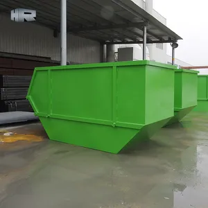 Tempat daur ulang limbah tugas berat baja luar ruangan tempat sampah lipat logam Skip