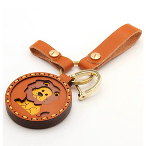 Handmade DIY <b>leather</b> <b>keychains</b>, personalized lion pattern key rings, bag charms, gift pendants, customizable. - Product Image 4