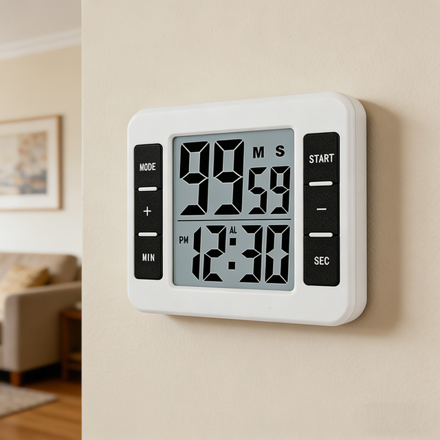 Multi-Functional Plastic Digital Desk/Wall Mounted Cooking Timer with Countdown LCD Alarm Clock Timer for Greenhouse Study Sport