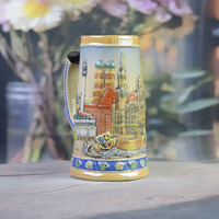 Chope à bière en porcelaine 3D en relief, motif classique Munich Allemagne, souvenir Oktoberfest, 400 ml, écologique, objet de collection pour vin et bière