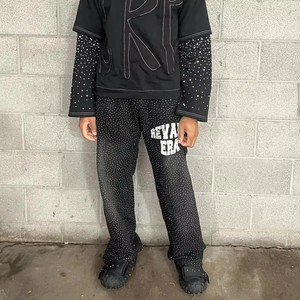 <span class=keywords><strong>Pantaloni</strong></span> sportivi Vintage <span class=keywords><strong>oversize</strong></span> Casual con stampa con Logo personalizzato <span class=keywords><strong>pantaloni</strong></span> larghi con strass lavati con acido sbiadito dal sole - Product Image 5