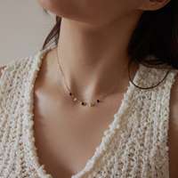 Collier superposé en acier inoxydable étanche J&D avec pierre naturelle Lapis Lazuli, zircon jaune dégradé élégant, bijoux personnalisés