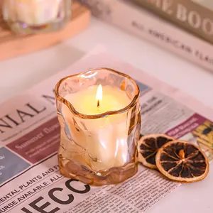 Technology Wholesale Price Luxury Wavy Glass Candle Holder Jar Crystal Candle Jar