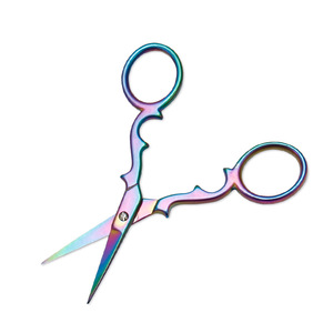 Retro Tea Scissors Colored Titanium Plated Stainless Steel Straight Head Home Use - Product Image 2