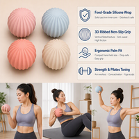 Palm Dumbbell Custom Silicone Cast Iron Ribbed Hand Weights 1kg 1500g Pegangan Anti Selip untuk Wanita Studio Kebugaran Latihan