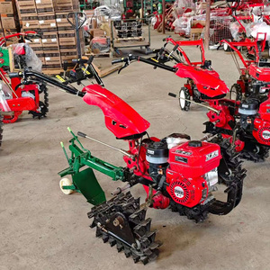 Mini cultivadora diésel roja con doble cadena y accesorios para cultivo agrícola - Product Image 3
