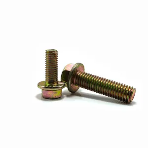 M8 x 1.25 x 45 mm Yellow Zinc Plated Flange Bolts Flanged Hex Screws DIN 6921 Serrated Hex Flange Bolts