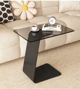 Table d'appoint de canapé mobile en verre trempé de style européen de type C lumière de luxe pour petit appartement salon table basse moderne - Product Image 5