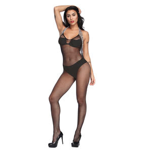 Bodystocking de leopardo Vintage, lencería para mujer, medias de cuerpo sin entrepierna Sexy, ropa interior erótica transparente de malla de nailon para niñas - Product Image 4