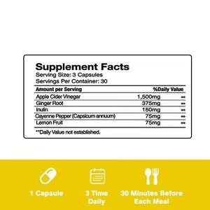 Capsules de vinaigre de cidre de pomme de qualité supérieure avec la mère Gingembre Cayenne pour la perte de poids Digestion Detox Energy Support - Product Image 2