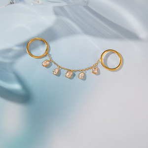 <span class=keywords><strong>Set</strong></span> di <span class=keywords><strong>Anelli</strong></span> e Bracciale J&D Luxury in Acciaio Inossidabile Placcato <span class=keywords><strong>Oro</strong></span> 18K con Nappe e Zirconi Cubici a Goccia Quadrata, <span class=keywords><strong>Anelli</strong></span> Slave Anti-Appannamento per Feste - Product Image 6