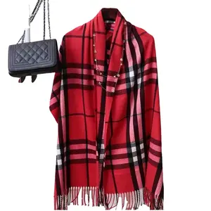 Women's Plaid Comfort Scarf Winter Faux Cashmere Warm Scarf and Shawl scarf