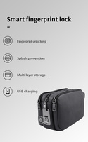 Cartera Larga Antirrobo de Cuero Genuino Negro Fipilock FL-V2217-B con Bloqueo de Huella Dactilar, Bolso de Mano Inteligente para Hombre