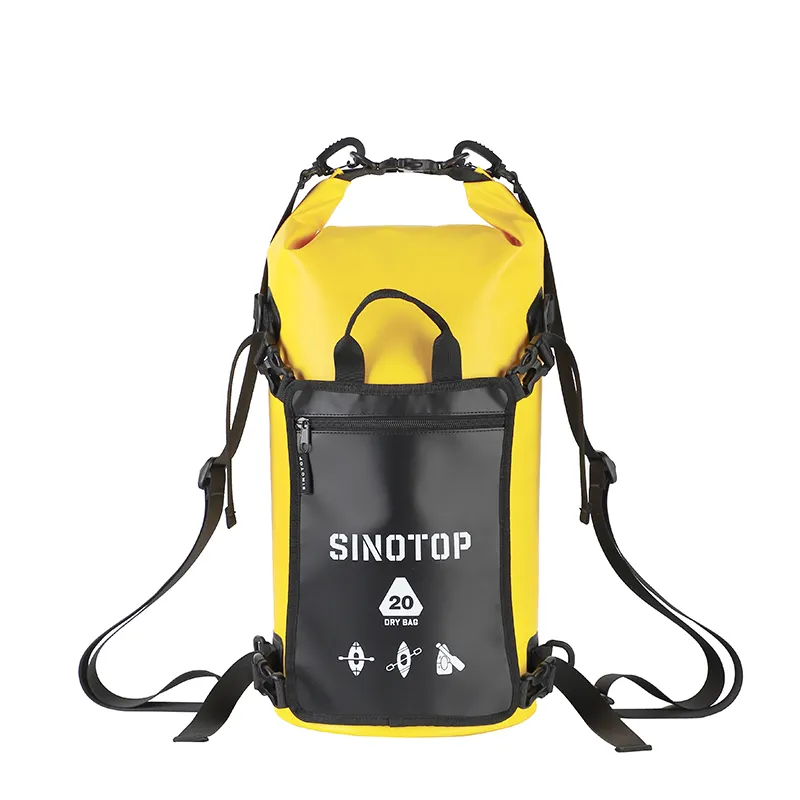 New Arrival Waterproof Drybag with Detachable Pouch OEM Custom 20L Camping & Hiking Accessories PVC Roll Top Dry Bag Backpack