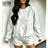 Ensemble de survêtement décontracté brodé pour femme, personnalisé, grande taille, en molleton de haute qualité, imprimé camouflage, avec short, du fabricant