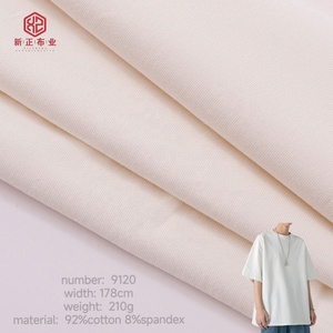 Üretici toptan High end kumaş 210 GSM <span class=keywords><strong>92</strong></span> pamuk <span class=keywords><strong>8</strong></span> <span class=keywords><strong>Spandex</strong></span> örme kumaş pamuk <span class=keywords><strong>Spandex</strong></span> kumaş kumaş T shirt için