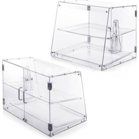 Vitrine à gâteaux et desserts en acrylique, anti-poussière, double couche, assemblée, avec plateaux transparents pour présentation alimentaire