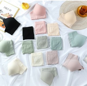 Sexy Women's Solid <b>Thin</b> Nylon Full Cup Wire-Free <b>Bra</b> Set with Low Waist Panties Breathable Lingerie - Product Image 3