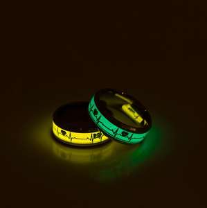 Anillo de Pareja de Acero Inoxidable con Electrocardiograma Luminoso Azul Naranja, Anillos con <span class=keywords><strong>Latidos</strong></span> del Corazón que Brillan <span class=keywords><strong>en</strong></span> <span class=keywords><strong>la</strong></span> <span class=keywords><strong>Oscuridad</strong></span>, Venta al por Mayor de Fábrica - Product Image 5