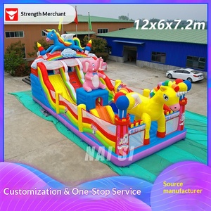 Château gonflable géant pour enfants, trampoline d'extérieur, toboggan gonflable, thème licorne et girafe, 10x6m - Product Image 3