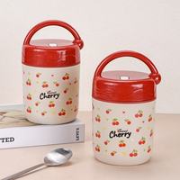 Neu eingetroffener moderner Kirschholz-isolierter Lebensmittelbehälter Bento-Lunchbox Thermos Edelstahl-Lunchbox