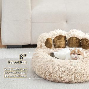 Pet Dog & Cat <b>Bed</b> Round Striped Wood Sustainable All-Season Warm <b>Comfortable</b> Removable Washable for Small Dogs - Product Image 2