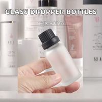 Flacon compte-gouttes en verre givré pour sérum cosmétique, huile essentielle, conteneur de 5 ml, 10 ml, 15 ml, 20 ml, 30 ml, 50 ml, 100 ml