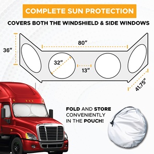 Pare-soleil pliable à double anneau pour grand camion, couleur unie, installation adhésive sur pare-brise - Product Image 4
