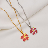 Colliers pendentifs fleurs d'hibiscus hawaïennes de Guam pour femmes - Bijoux de Guadeloupe, de Frangipanier et de Porto Rico # 000962