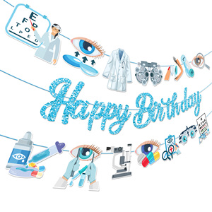 Huancai oculista striscione <span class=keywords><strong>buon</strong></span> <span class=keywords><strong>compleanno</strong></span> oculista ghirlanda di carta appesa pavese per feste di <span class=keywords><strong>compleanno</strong></span> festa per infermiere - Product Image 2