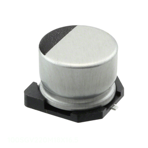 Condensateur SMD 220 µF 20 % 100 V, montage en surface, canal fabricant, 100SGV220M18X16.5 CAP ALUM 220UF - Product Image 1