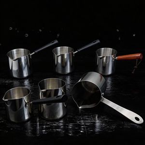หม้อสแตนเลสสำหรับต้มนม ขนาด 350 มล. 600 มล. 1000 มล. ชุดหม้อขนาดเล็กสำหรับทำกาแฟ ใช้กับเตาแม่เหล็กไฟฟ้าได้ พร้อมพวยกาปลายแหลม - Product Image 1