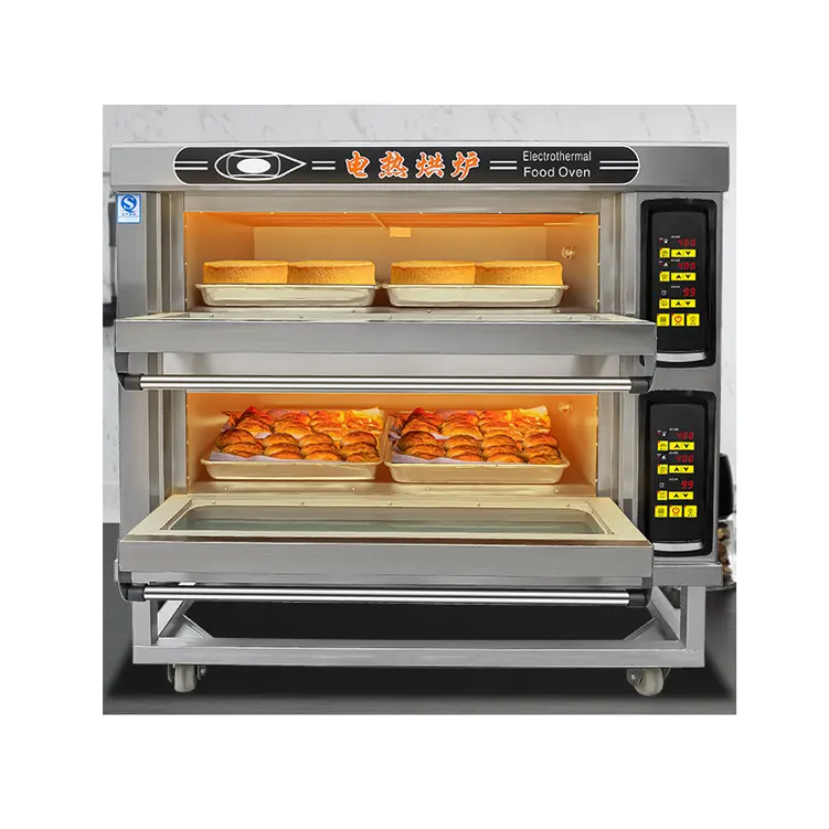Horno eléctrico comercial para hornear pan, horno de panadería automático de 1/2/ 3 cubiertas, gran oferta