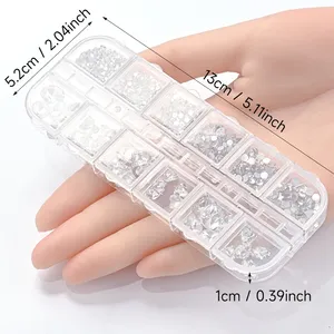 1 Caja de Diamantes de Imitación 3D Transparentes para Decoración de Uñas, 12 Formas Variadas: Ovaladas, Mariposa, Corazón, Flor, Redondas, para Manualidades y Decoración de Uñas - Product Image 6