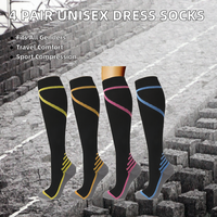 Chaussettes de compression sportives mi-hautes pour le soutien musculaire, idéales pour la course à pied, le marathon, le cyclisme, motif uni pour les courses athlétiques
