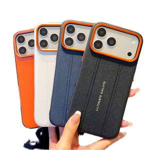 Étui de téléphone en cuir PU avec bord en silicone souple antichoc de la série <span class=keywords><strong>Orange</strong></span> Lens Extraordinary pour 17 Pro Max 16 Plus 15 Pro Max - Product Image 1
